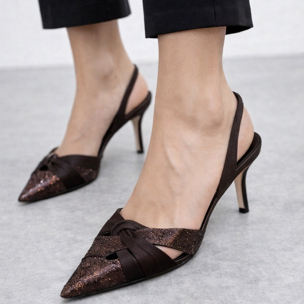Nina Dark Brown Sparkle Heels